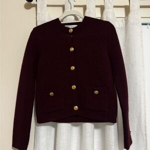 Zara Burgundy Cardigan with Gold Buttons